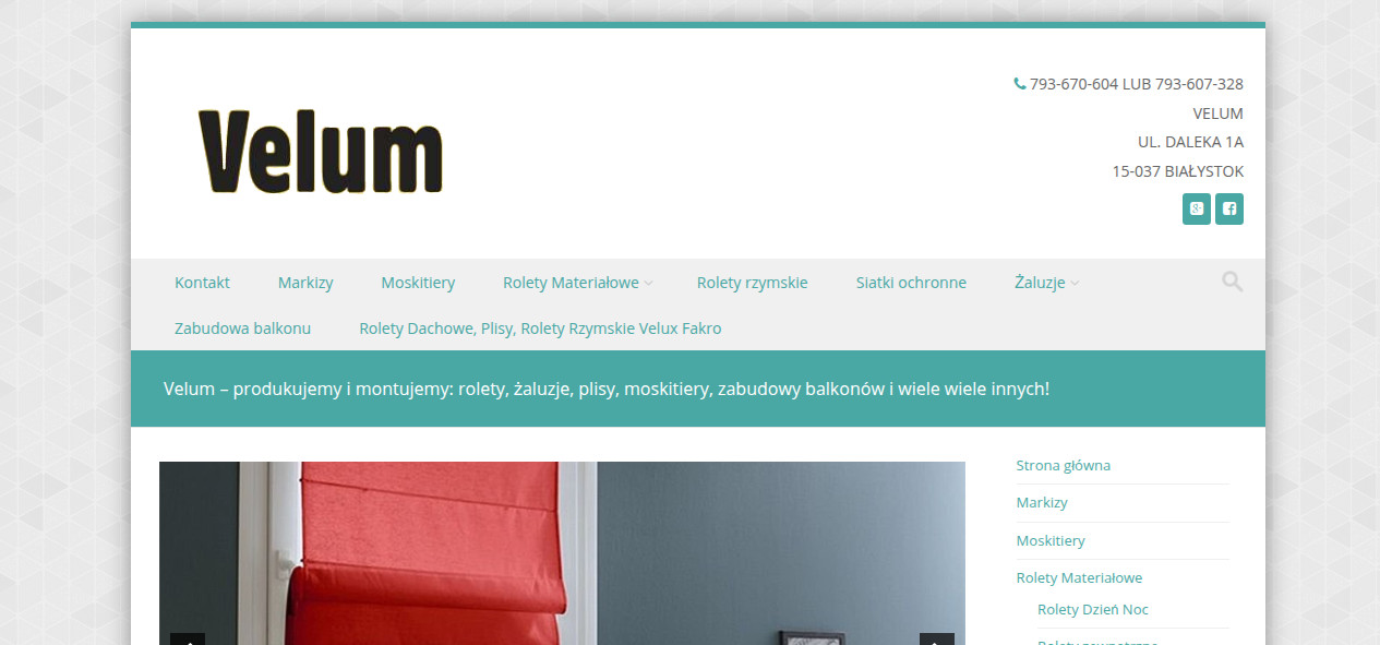 Velum Rolety, Żaluzje i Moskitiery Białystok
